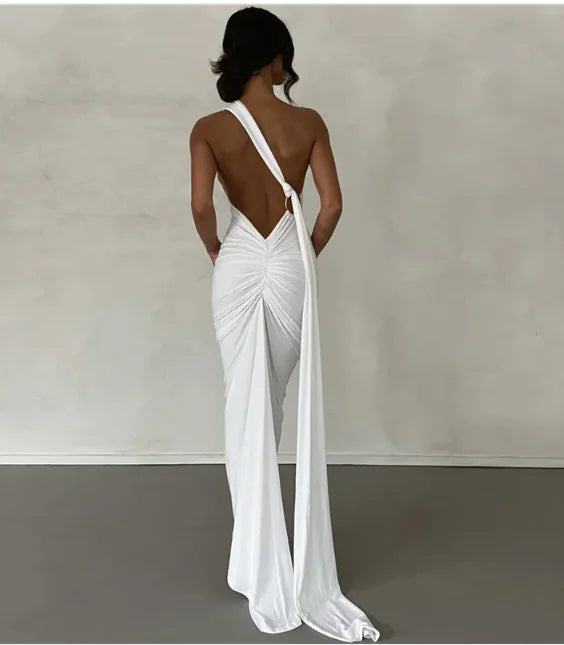 Backless Halter Lace Up Sheath Dress