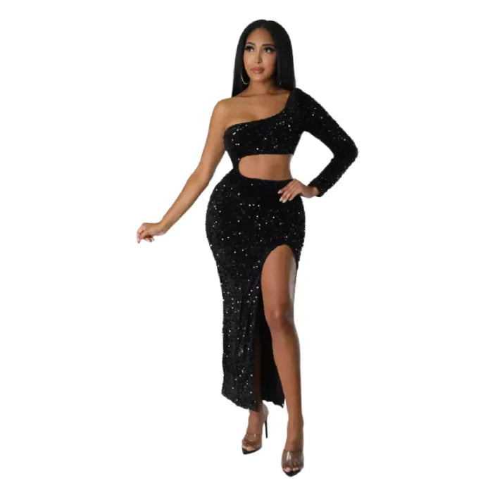Modern One Shoulder High Waist Dress
