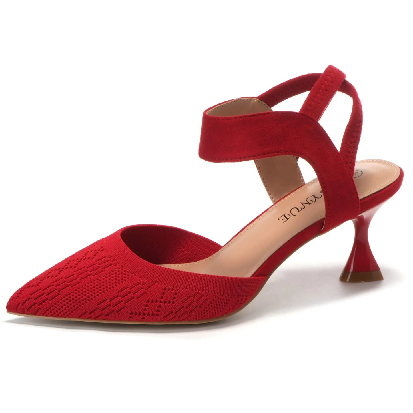 Red Closed Toe Slingback Kitten Pumps