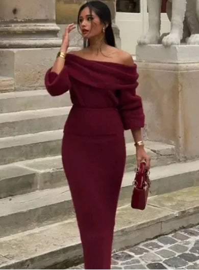 Slim Fit Off Shoulder Two Piece Set