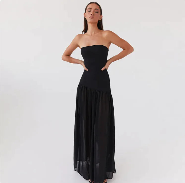 Strapless Maxi Dress with Side Slit