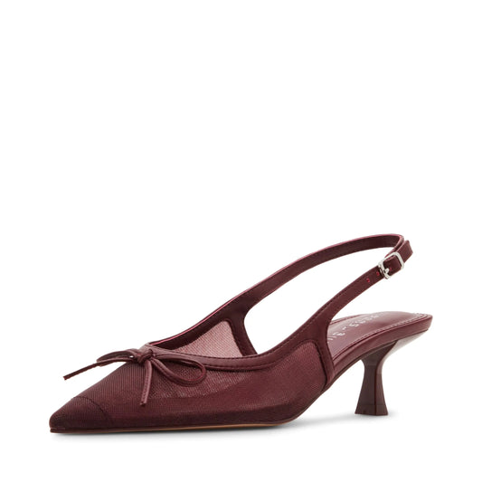 Wine Mesh Pointed Slingback Pumps