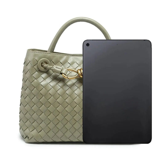 Vegan Leather Woven Hobo Shoulder Bag