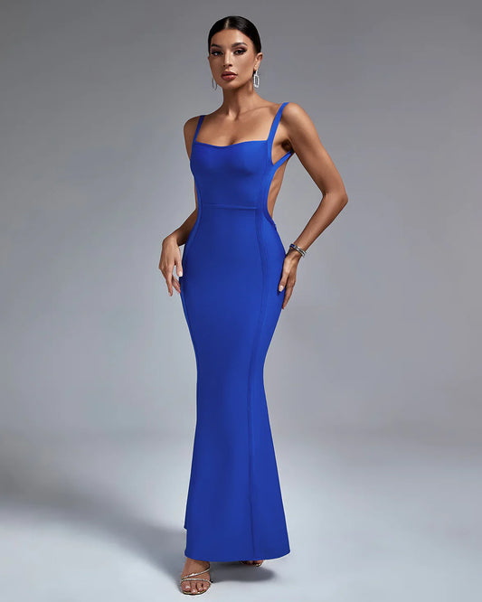 Bandage Open Back Mermaid Hem Long Dress