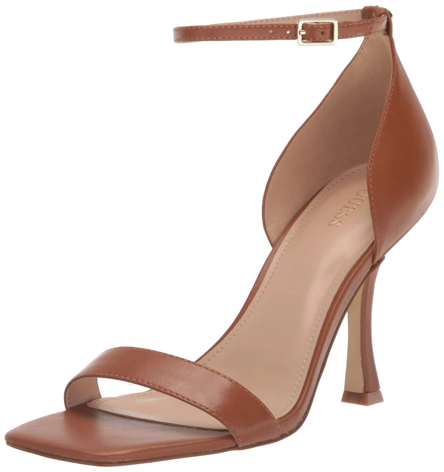 Cognac Stiletto Sandal with Ankle Strap