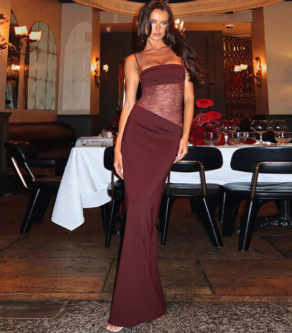 Chic Lace Sling-Strap Waist Dress