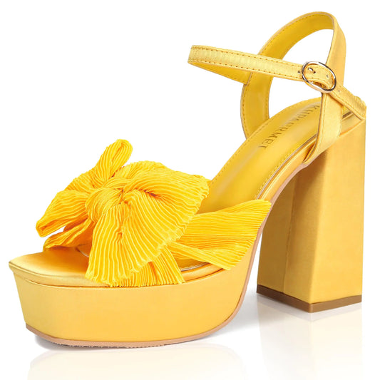 Bow Knot Platform Ankle Strap Heels