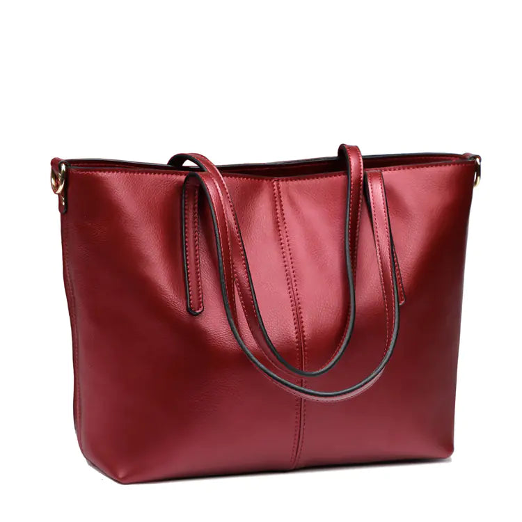 Minimalist Genuine Leather Shoulder Tote