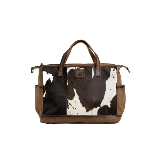 Cowhide Leather Diaper Tote Bag with Pockets