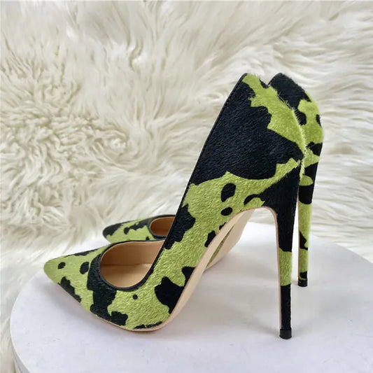 Black/Green Camouflage Graffiti Stiletto Heels