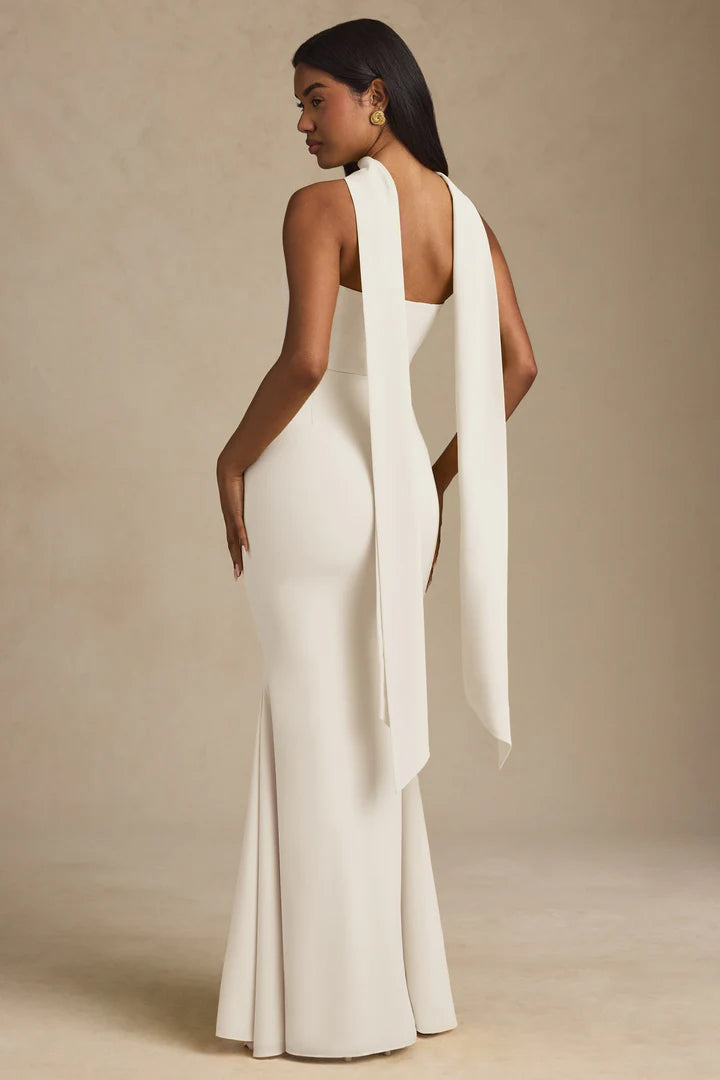 Slim Sheath Fishtail Dress with Shawl