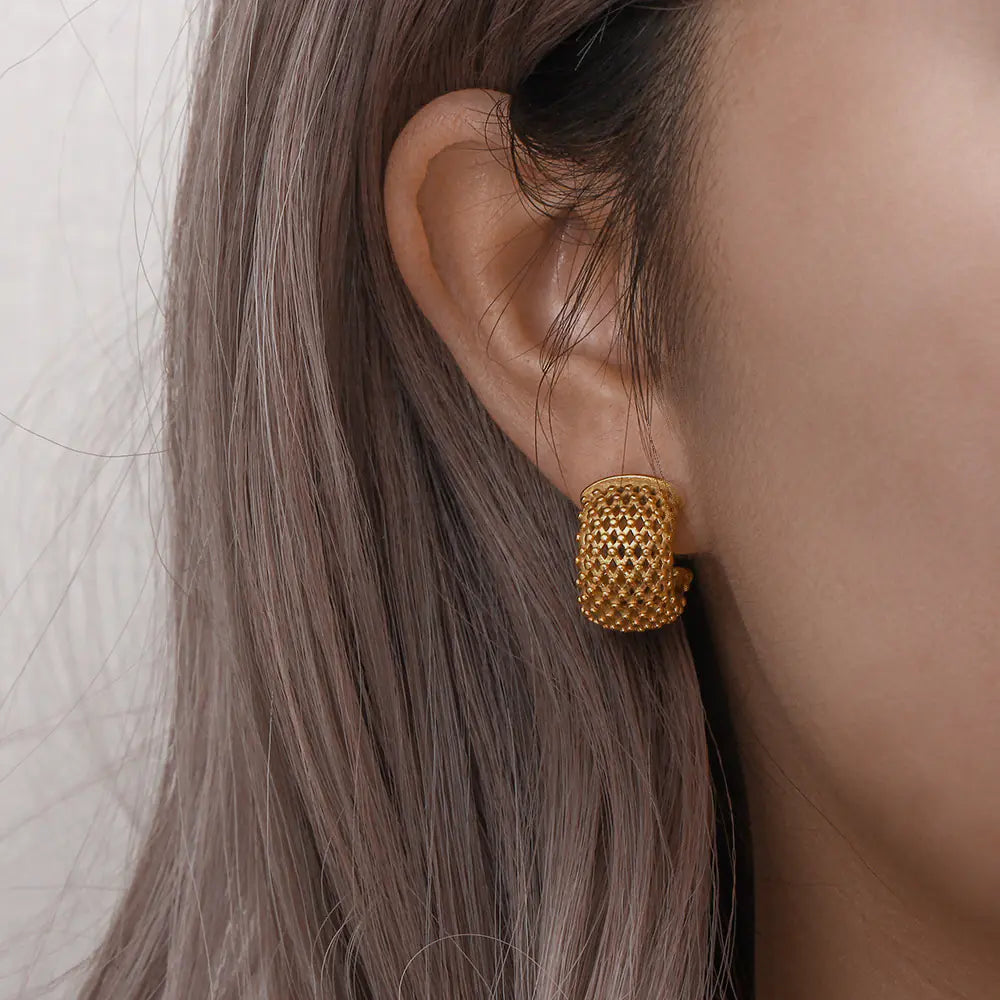 Minimalist Stainless Steel 18K Gold Earrings
