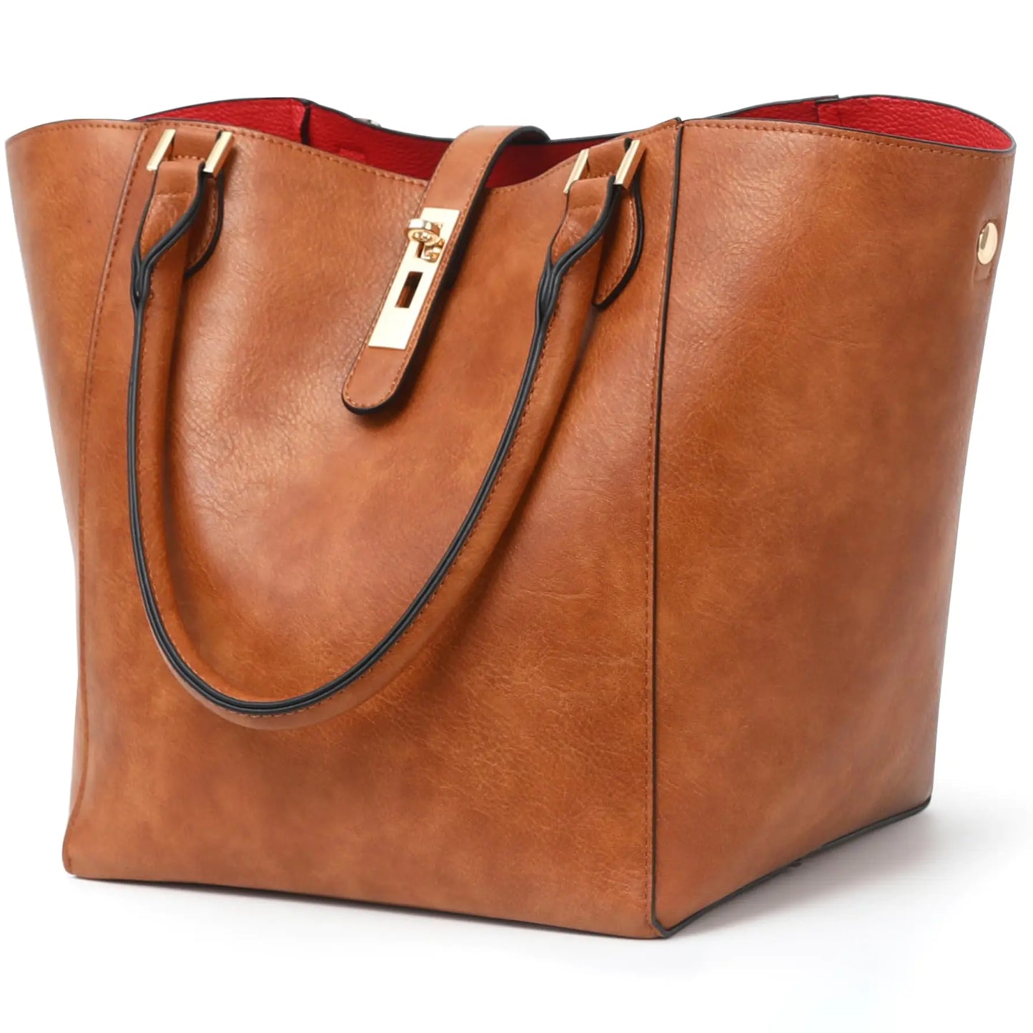 Amber Brown Large Leather Work Tote