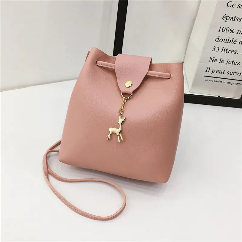 Vintage PU Mini Bucket Crossbody Bag