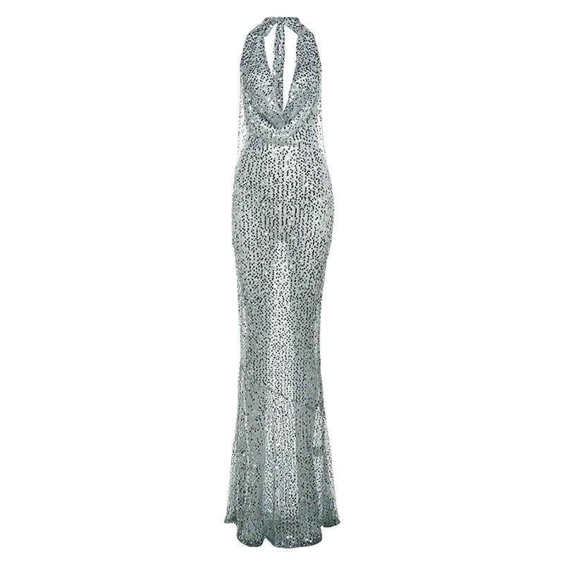 Glamorous Sequin Halter Fishtail Dress