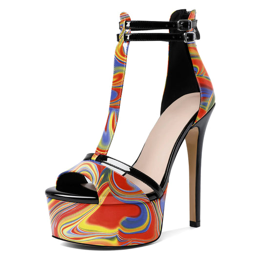 Heatmap T-Strap Platforms with Back Zipper