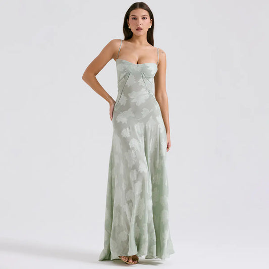 Elegant Lace Sheer Maxi Party Dress