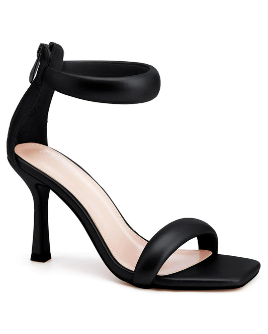 One-Band Square-Toe Ankle-Zip Dress Stiletto Heels