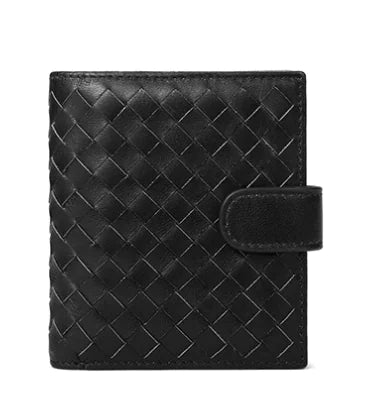 Sheepskin Woven Leather Short Wallet
