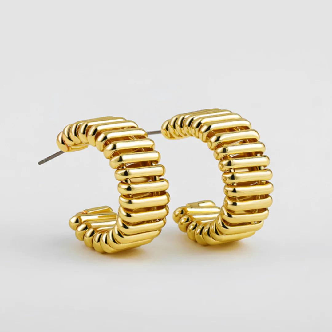 Large Gold Twisted C Hoop Earrings