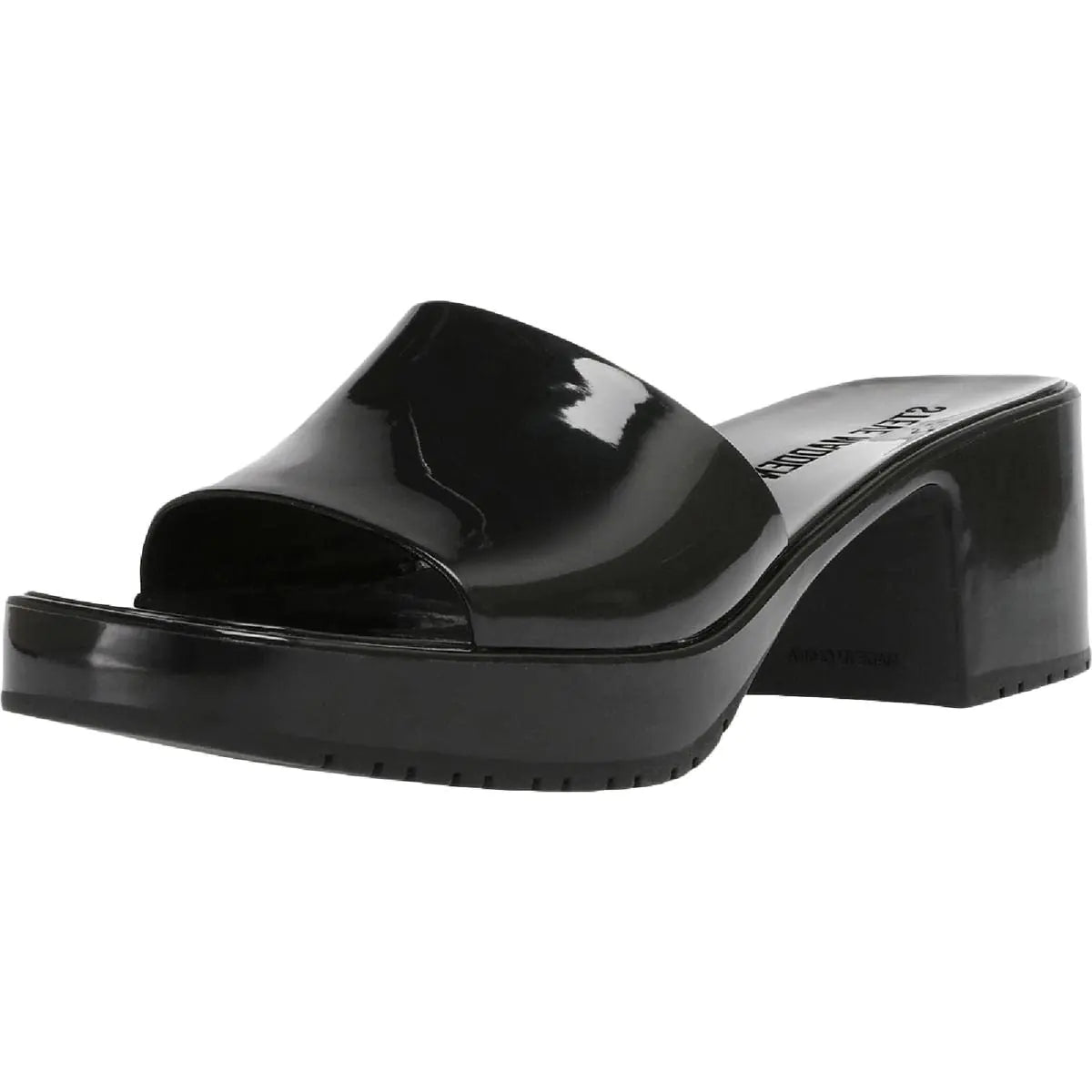 Black Chunky Jelly Heeled Slide Sandals