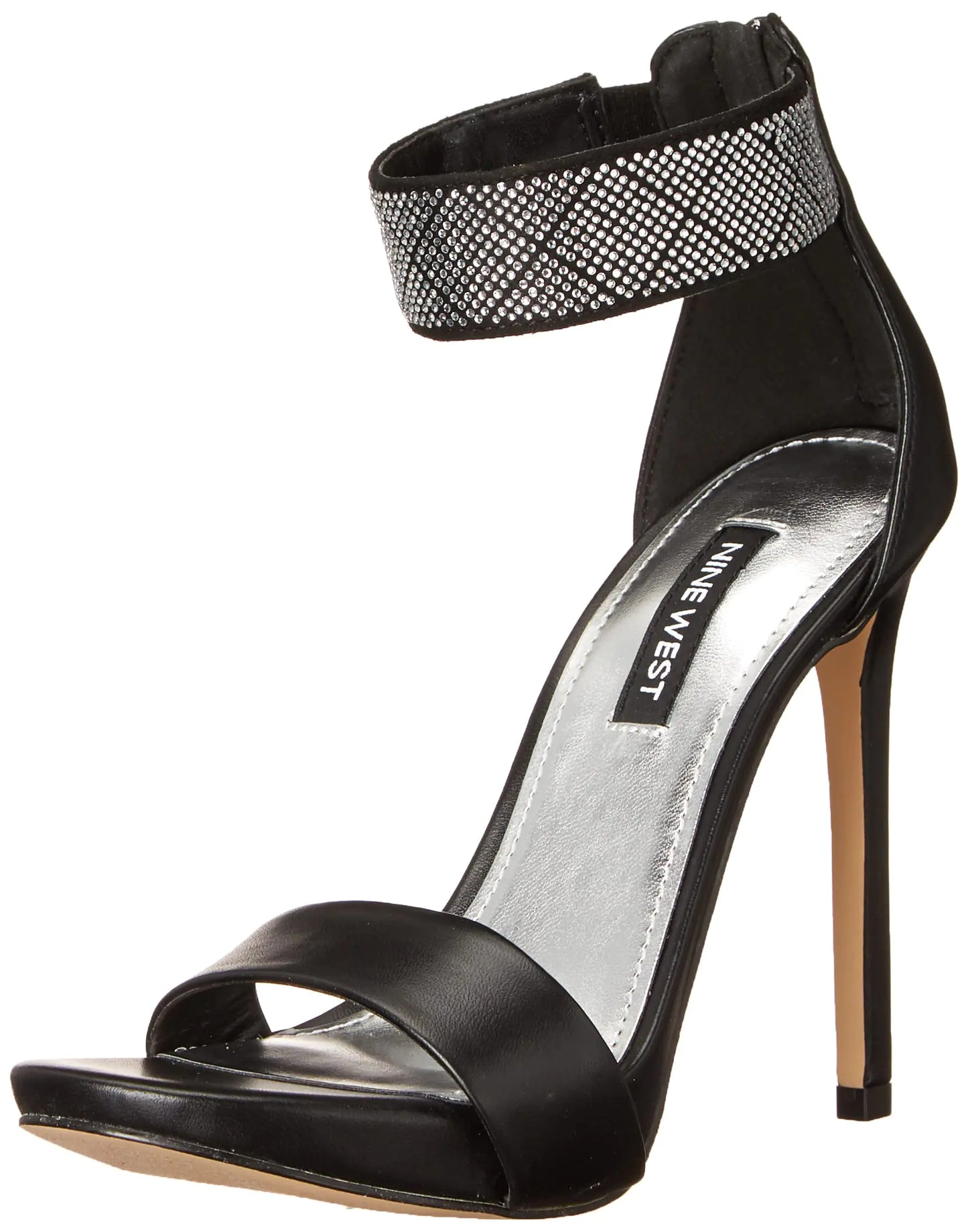 Black Strappy Block Heel Slide Sandals