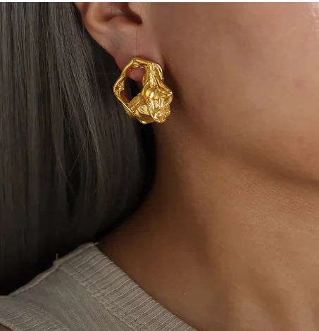 Gold/Silver Retro Hollow Pleated Hoop Earrings