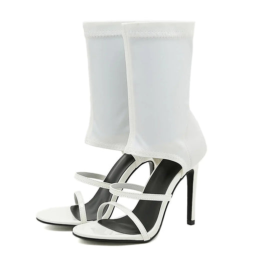 Stretch High-Top Gladiator Stiletto Sandals