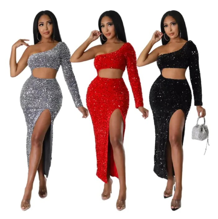 Modern One Shoulder High Waist Dress