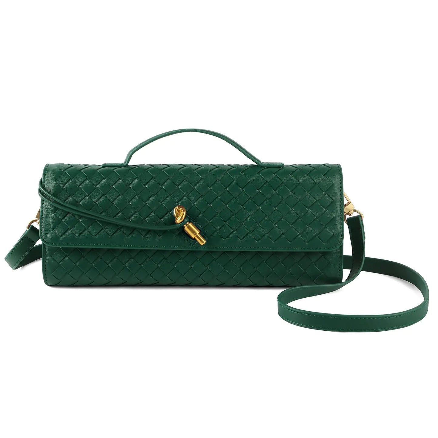 Soft Vegan Leather Woven Evening Clutch Bag