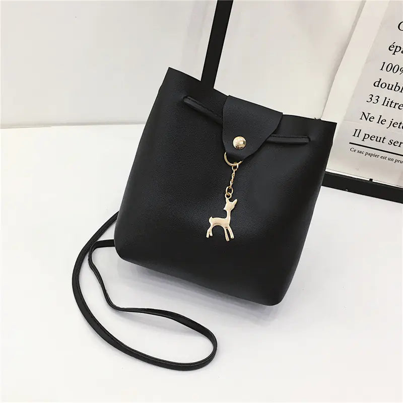 Vintage PU Mini Bucket Crossbody Bag