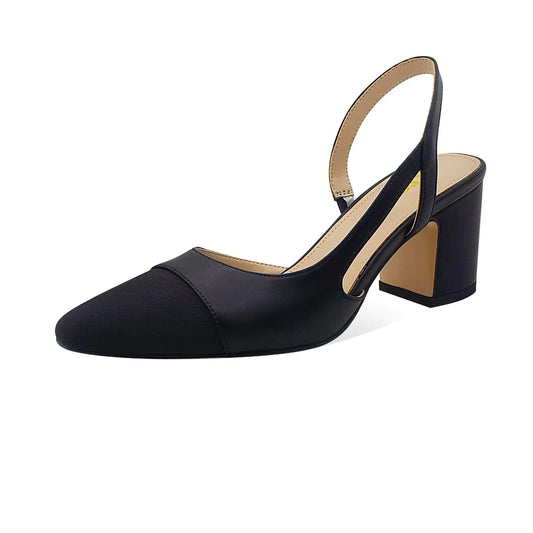 Round Toe Slingback Chunky Heels 2.6 Inch