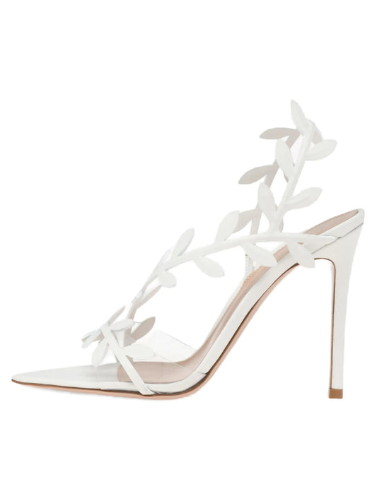 Clear Slingback Gold Leaf Stiletto Heels