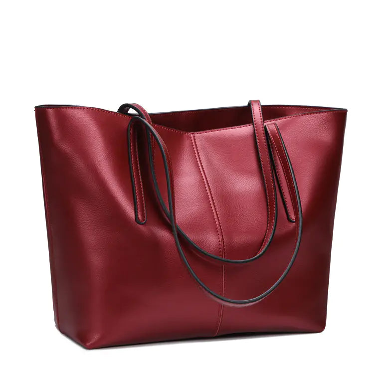 Minimalist Genuine Leather Shoulder Tote