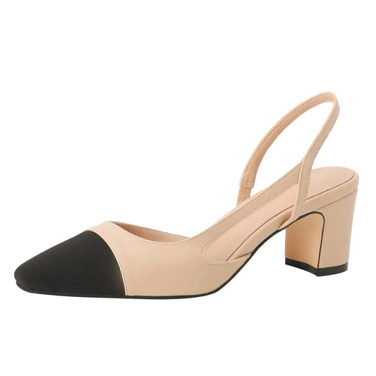Round-Toe Slingback Pumps, 2.6” Heel