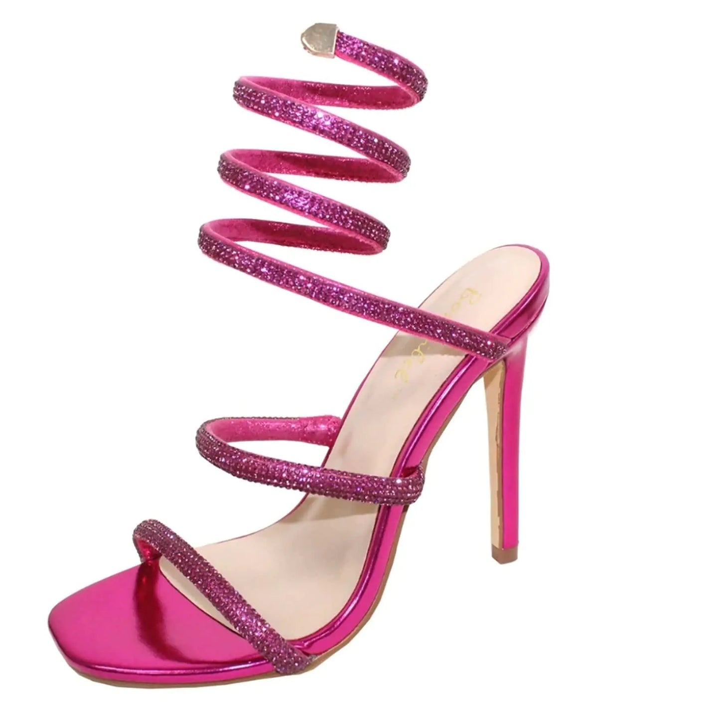 Fuchsia Rhinestone Spiral Stiletto Heels