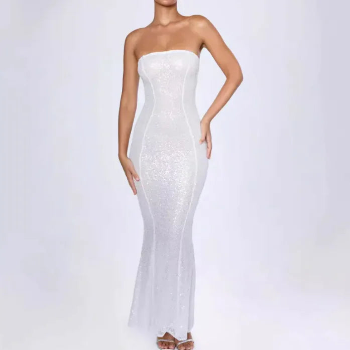 Sleeveless Sequined Tube Top Bodycon Dress