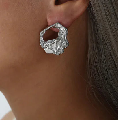 Gold/Silver Retro Hollow Pleated Hoop Earrings