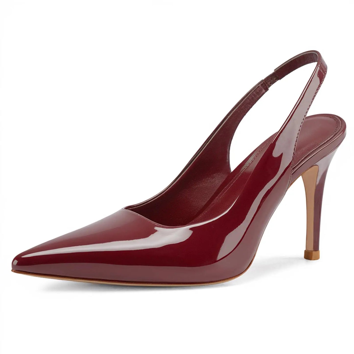 Wine Red Pointed Toe Slingback Stiletto Heels