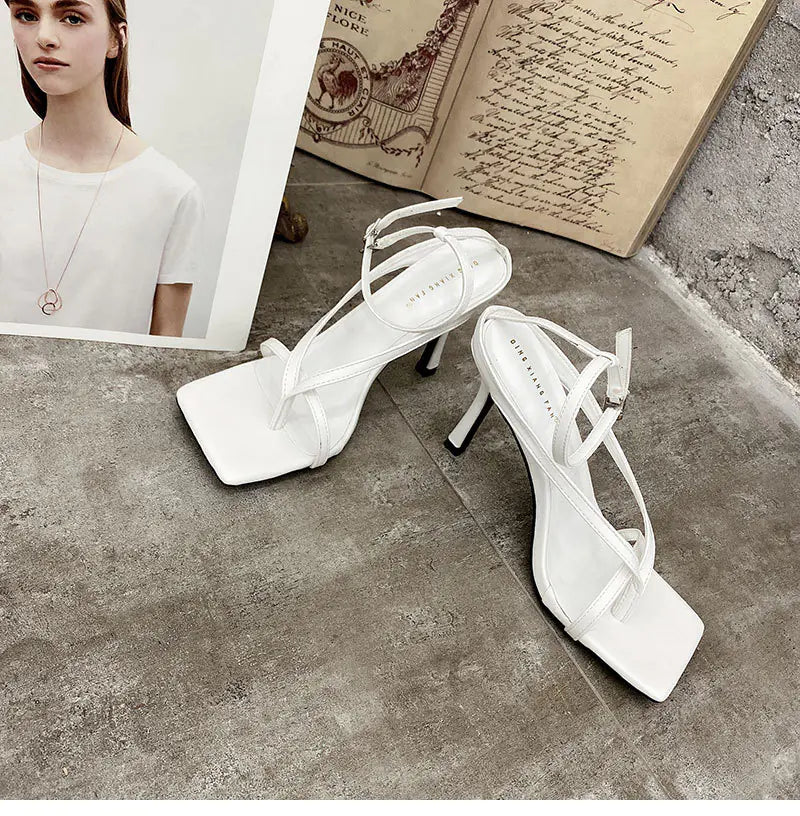 Square-Toe Strap 6–8cm Heeled Sandals