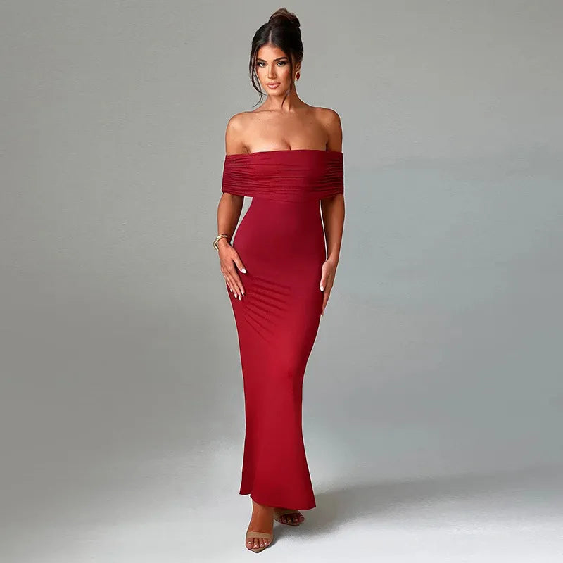 Off-Shoulder Backless Socialite Cocktail Dress