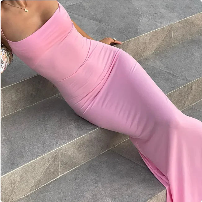 Sleek Backless Strappy Slim Midi Dress