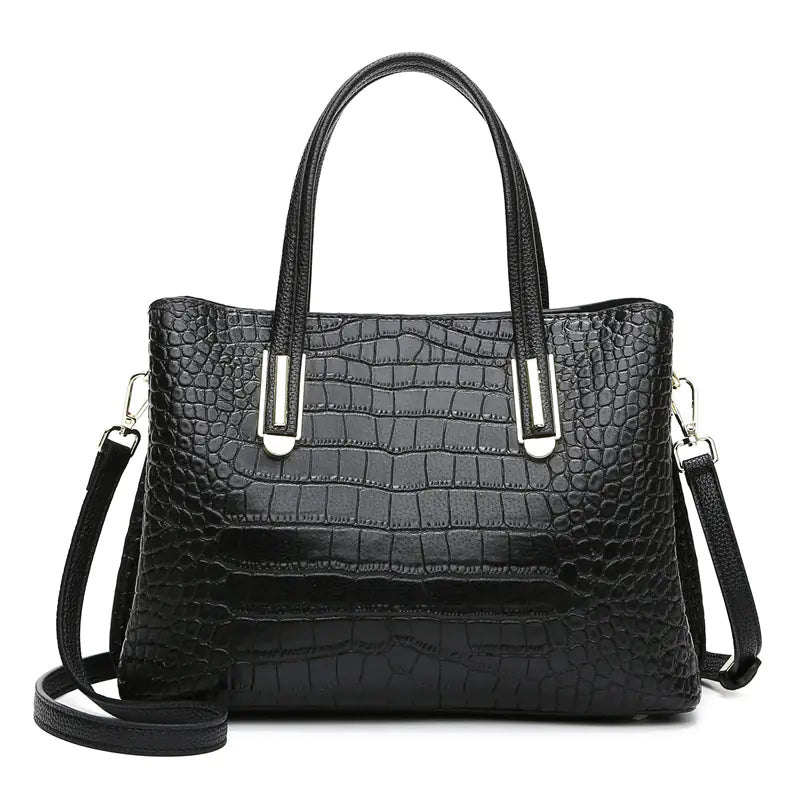 Croc-Pattern PU Fashion Shoulder Tote