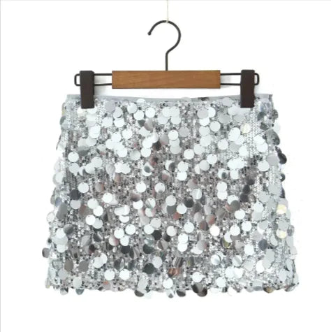 Body Hugging Sequin Sheath Mini Skirt