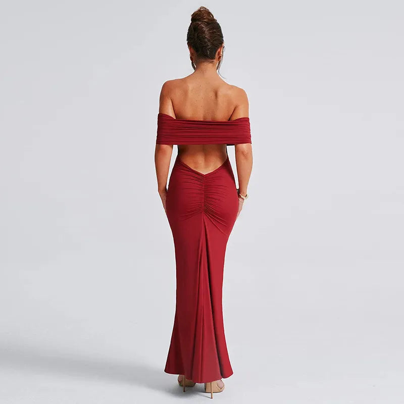Off-Shoulder Backless Socialite Cocktail Dress
