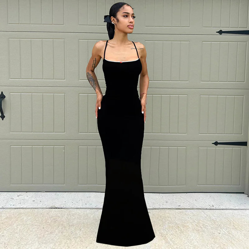 Black Lace Tube Top Fishtail Dress