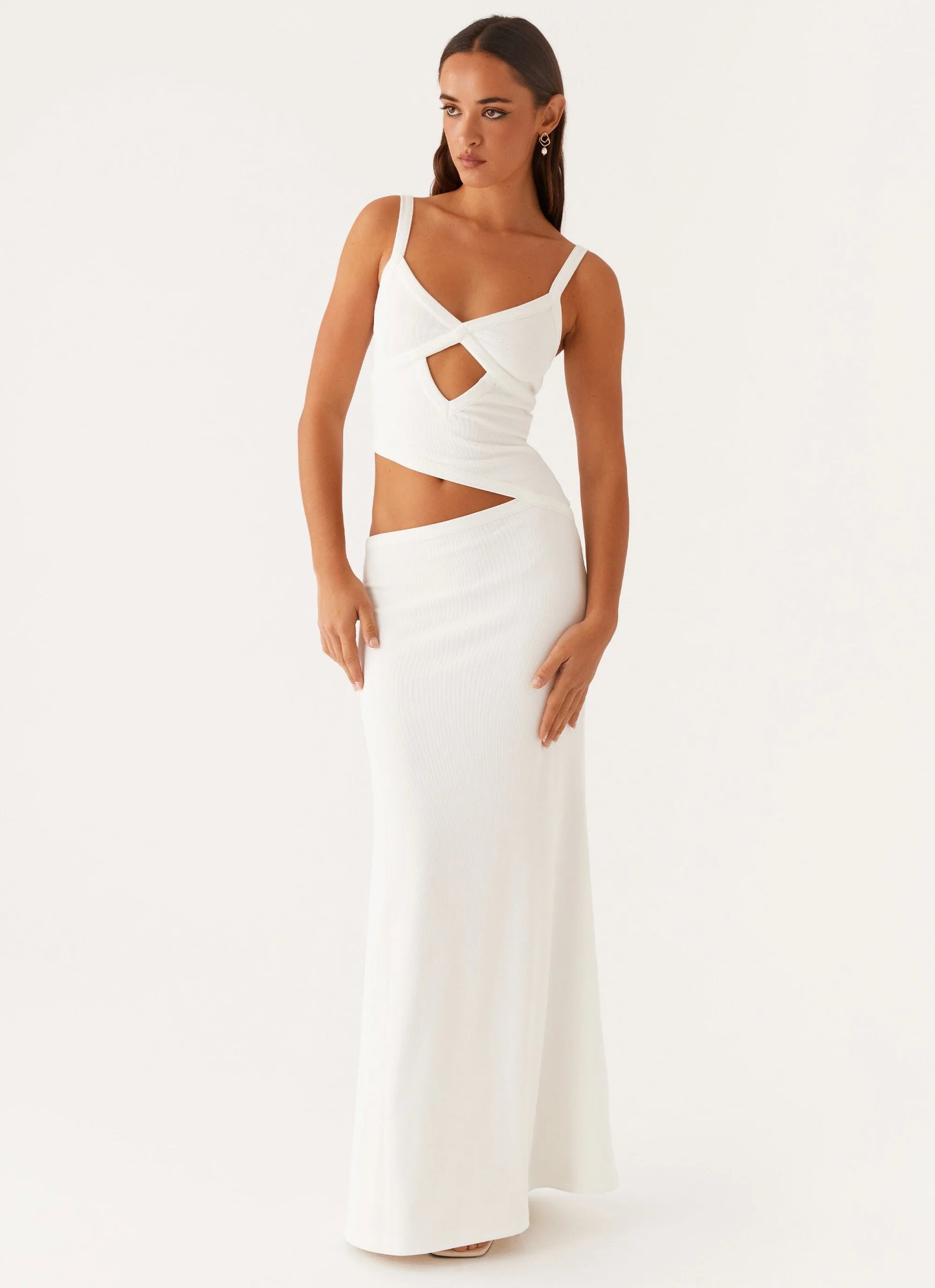 Cut-Out Hollow Irregular Hem Midi Dress