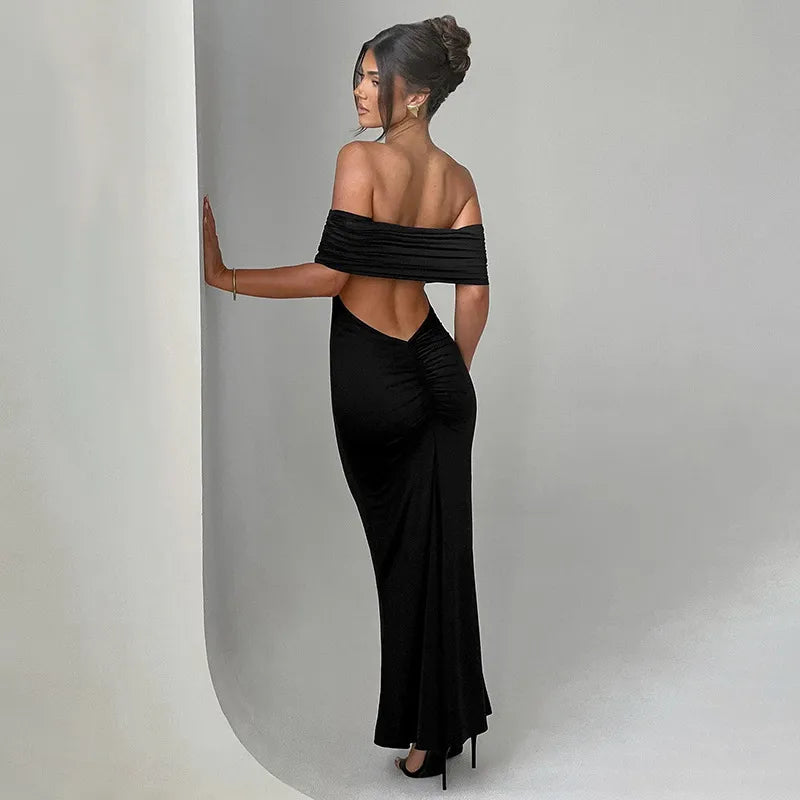 Off-Shoulder Backless Socialite Cocktail Dress