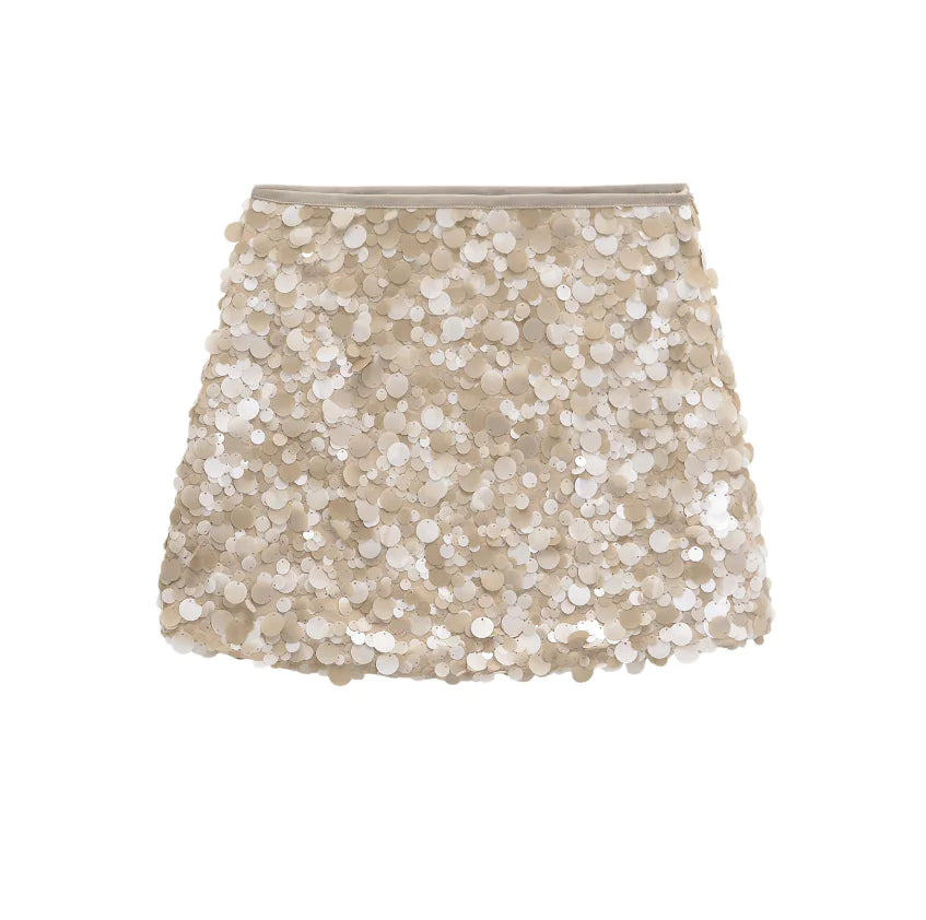 Sequin High Waist A-Line Party Skirt