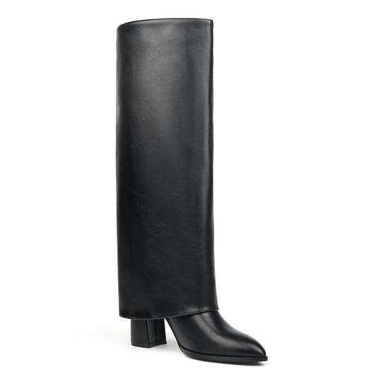 Fold Over Knee High Chunky Boots